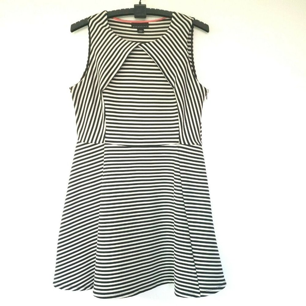 Attention Skater Striped Sleeveless Dress Stretch
